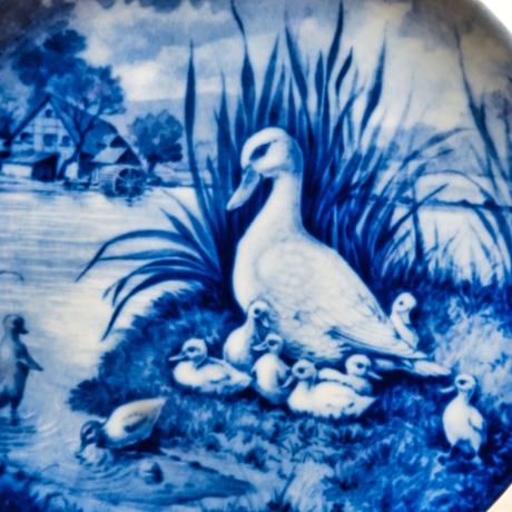Sammelteller Muttertag: 1973 Enten - Berlin Design - blaues Porzellan  - Made in West Germany - 19,5 cm - 8B3 - TOP Zustand