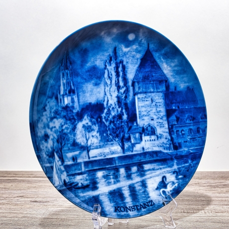 Sammelteller, Städteteller: Konstanz - Berlin Design - blaues Porzellan  - Made in Germany - mit Karton - 8D1 - TOP Zustand