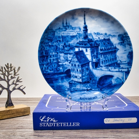 Sammelteller, Städteteller: Bamberg - Berlin Design - blaues Porzellan  - Made in Germany - mit Karton - 8D1 - TOP Zustand
