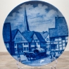 Sammelteller Berlin Design - Serie: Alt Gütersloh - Blick vom Rathausplatz - blaues Porzellan  - Made in Germany - 9D2 - TOP Zustand