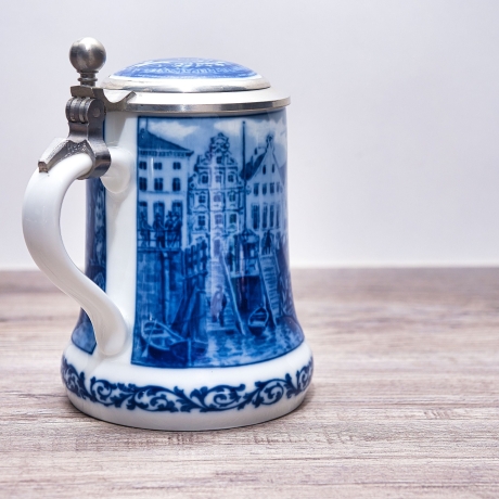 Sammelkrug Berlin Design - Serie: Alt Bremen - An der Schlachte - blaues Porzellan - Made in Germany - 9D3 - TOP Zustand