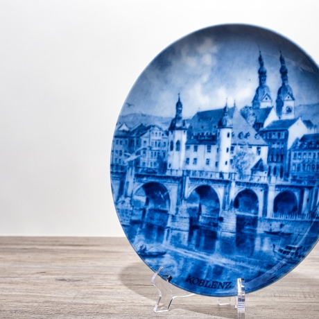 Sammelteller, Städteteller: Koblenz - Berlin Design - blaues Porzellan  - Made in Germany - mit Karton - 8D1 - TOP Zustand