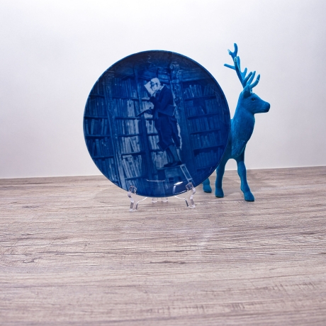 Sammelteller Berlin Design - Serie: Carl Spitzweg - Bücherwurm  - blaues Porzellan  - Auflage 5.000 - Made in Germany - 9E2 - TOP Zustand