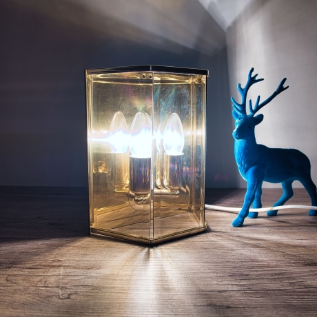 Wandlampe Holtkötter, edles Design  - zwei Leuchtmittel E14 - Bernsteinglas - Messing - faszinierende Beleuchtung - Made in Germany - 9E3