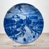 Sammelteller Berlin Design - Serie: Alt Bremerhaven - Erste Geestebrücke um 1857 - blaues Porzellan  - Made in Germany - 9D1 - TOP Zustand