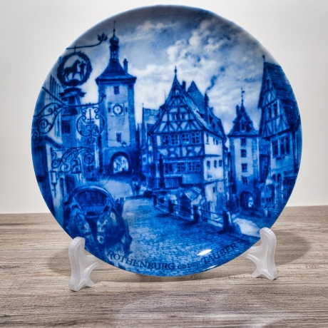 Sammelteller, Städteteller: Rothenburg ob der Tauber - Berlin Design - blaues Porzellan  - Made in Germany - mit Karton - 8C2 - TOP Zustand