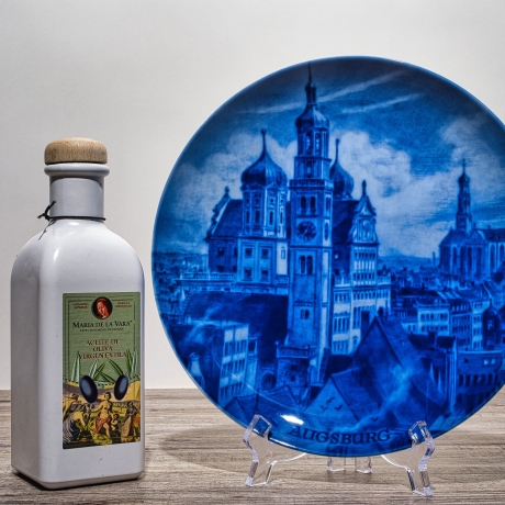 Sammelteller, Städteteller: Augsburg - Berlin Design - blaues Porzellan  - Made in Germany - mit Karton - 8D1