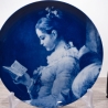 Sammelteller Berlin Design - Serie: Fragonard - Mädchen beim Lesen  - blaues Porzellan - Auflage 5.000 - Made in Germany - 9E1 - TOP Zustand