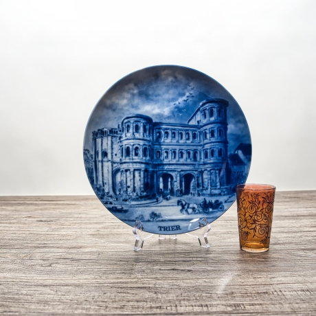 Sammelteller, Städteteller: Trier - Berlin Design - blaues Porzellan  - Made in Germany - mit Karton - 8E1 - TOP Zustand