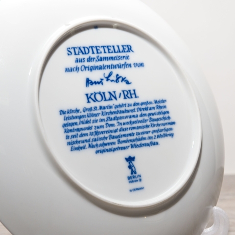 Sammelteller, Städteteller: Köln - Berlin Design - blaues Porzellan  - Made in Germany - mit Karton - 8B1 - TOP Zustand