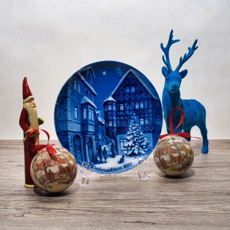 Weihnachtsteller - 1970: Bernkastel - von Berlin Design - blaues Porzellan - begrenzte Auflage - Made in West Germany - TOP Zustand (8C3)
