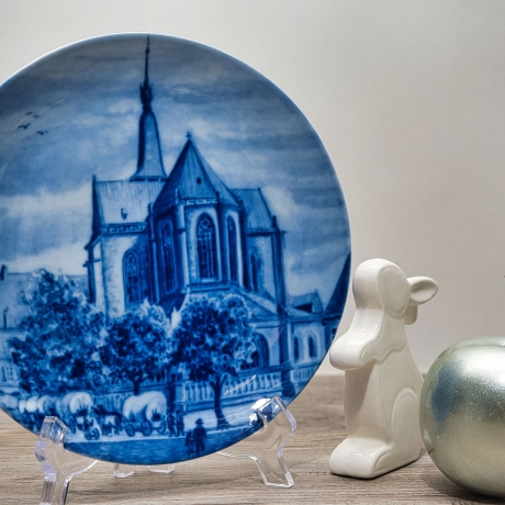 Sammelteller Berlin Design - Städteteller Alt Osnabrück - St. Marienkirche um 1859- blaues Porzellan - Made in Germany - 9D2 - TOP Zustand