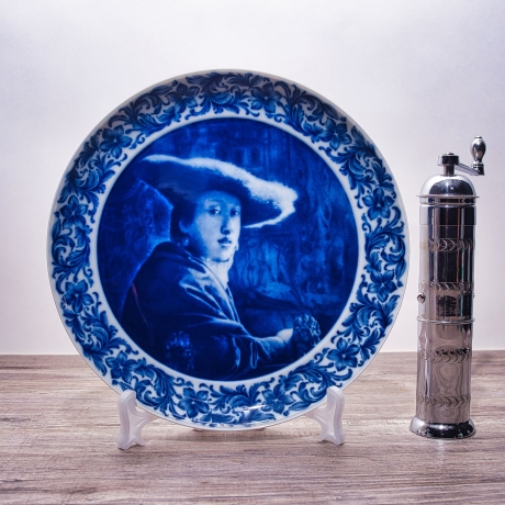 Sammelteller Berlin Design - Dame mit Hut nach Johannes Vermeer, blaues Porzellan  - Made in Germany - 9E3 - TOP Zustand