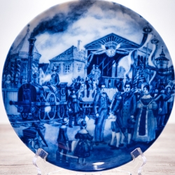 Sammelteller Berlin Design - Serie: Historica - Die erste Eisenbahn 1835 - blaues Porzellan  - Made in Germany - 9D1 - TOP Zustand