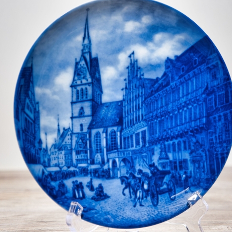 Sammelteller Berlin Design - Serie: Alt Hannover - Köbelingerstraße - blaues Porzellan -  Auflage 5/? Made in Germany - 9D1 - TOP Zustand