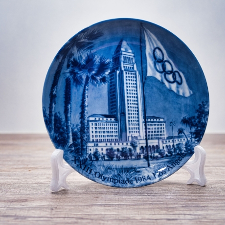Sammelteller Berlin Design - Olympischen Spiele 1984 in Los Angeles - blaues Porzellan - Made in Germany - 9D1 - TOP Zustand