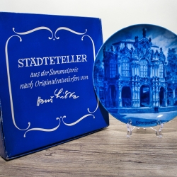 Sammelteller, Städteteller: Dresden - Berlin Design - blaues Porzellan  - Made in Germany - mit Karton - 8C1 - TOP Zustand
