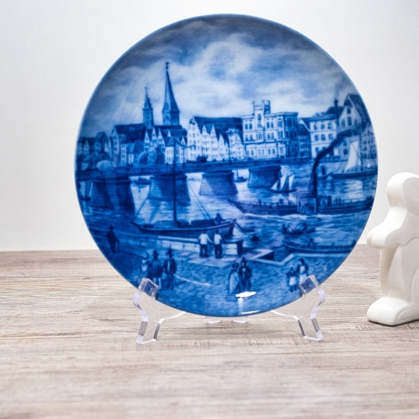 Sammelteller Berlin Design - Serie: Alt Bremen - Weserbrücke 1862  - blaues Porzellan  - Auflage 3.000 - Made in Germany - 9D1 - TOP Zustand