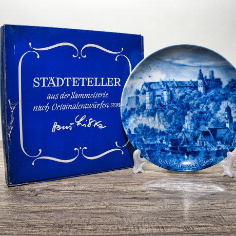 Sammelteller, Städteteller: Heidenheim an der Brenz - Berlin Design - blaues Porzellan  - Made in Germany - mit Karton - 8D1 - TOP Zustand