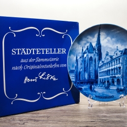 Sammelteller, Städteteller: Würzburg - Berlin Design - blaues Porzellan  - Made in Germany - mit Karton - 8B1 - TOP Zustand