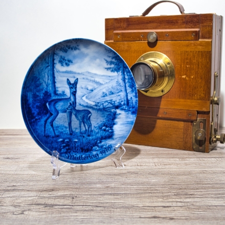 Sammelteller Muttertag: 1976 Rehe - Berlin Design - blaues Porzellan  - Made in West Germany - 19,5 cm - 8B3 - TOP Zustand