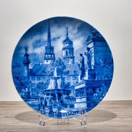 Sammelteller, Städteteller: Stuttgart - Berlin Design - blaues Porzellan  - Made in Germany - mit Karton - 8C1 - TOP Zustand