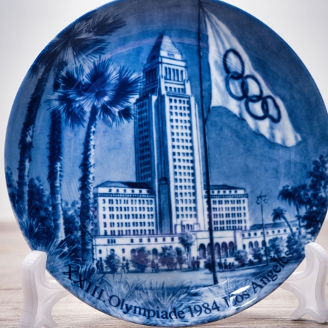 Sammelteller Berlin Design - Olympischen Spiele 1984 in Los Angeles - blaues Porzellan - Made in Germany - 9D1 - TOP Zustand