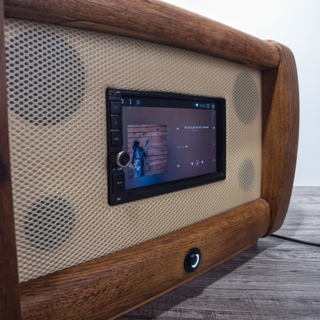 Röhrenradio Retromod: Holzgehäuse Radio mit Android Radio (Touchscreen Wi-Fi, Bluetooth) umgebaut- 2 JBL Speaker + Bassreflex - Einzelstück