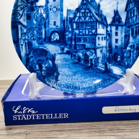 Sammelteller, Städteteller: Rothenburg ob der Tauber - Berlin Design - blaues Porzellan  - Made in Germany - mit Karton - 8C2 - TOP Zustand