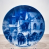 Weihnachtsteller - 1987: Weihnachtsabend in Goslar - Berlin Design - blaues Porzellan - begrenzte Auflage - Made in West Germany - (8C3)