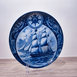 Sammelteller Schiff - Bark Concordia 6/1250 - Berlin Design Nautica - blaues Porzellan - begrenzte Auflage - Made in West Germany (9E2) TOP