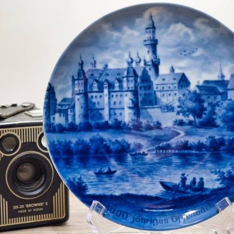 Sammelteller Berlin Design - Städteteller Offenbach - 1000 Jahre 977 - 1977 - blaues Porzellan - Made in Germany - 9D2 - TOP Zustand