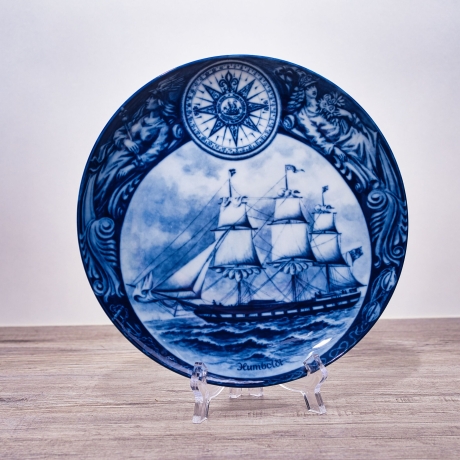 Sammelteller Schiff - Humboldt 6/1250 - Berlin Design Nautica - blaues Porzellan - begrenzte Auflage - Made in West Germany (9E2) TOP