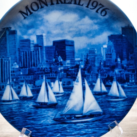 Sammelteller Berlin Design - Deutscher Olympia Teller Montreal 1976 - blaues Porzellan - Made in Germany - 9E1 - TOP Zustand