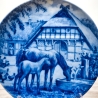 Sammelteller Muttertag: 1978 Stute mit Fohlen - Berlin Design - blaues Porzellan  - Made in West Germany - 19,5 cm - 8B3 - TOP Zustand