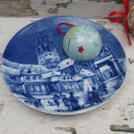 Weihnachtsteller - 1996: Weihnachtsabend in Mainz, Berlin Design - blaues Porzellan - begrenzte Auflage - Made in Germany - TOP (8E3)