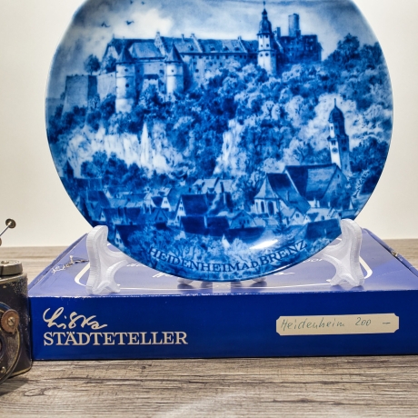 Sammelteller, Städteteller: Heidenheim an der Brenz - Berlin Design - blaues Porzellan  - Made in Germany - mit Karton - 8D1 - TOP Zustand