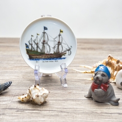 Untersetzer,Sammelteller von AK Kaiser Prozellan - Motiv: Ship in the East Indies 1620   -  10 cm - Made in Germany - 9B1