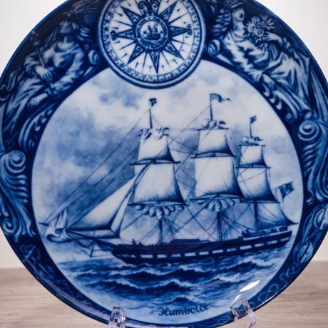 Sammelteller Schiff - Humboldt 6/1250 - Berlin Design Nautica - blaues Porzellan - begrenzte Auflage - Made in West Germany (9E2) TOP