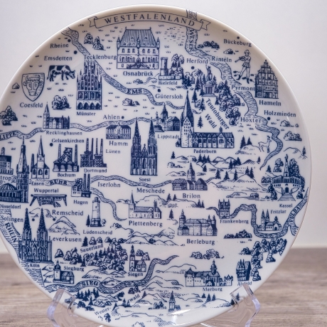 Sammelteller Berlin Design - Landschaftsteller - Westfalenland- blaues Porzellan - Made in West Germany - 9D2 - TOP Zustand