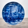 Weihnachtsteller - 1977: Weihnachtsabend in Hamburg - Berlin Design - blaues Porzellan - begrenzte Auflage - Made in West Germany (8C3)