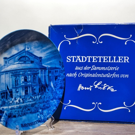 Sammelteller, Städteteller: Bayreuth - Berlin Design - blaues Porzellan  - Made in Germany - mit Karton - 8C1 - TOP Zustand