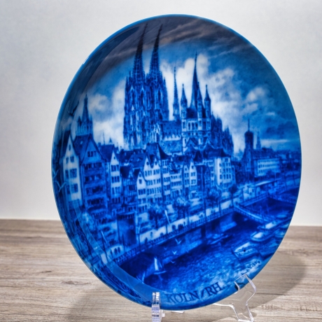 Sammelteller, Städteteller: Köln - Berlin Design - blaues Porzellan  - Made in Germany - mit Karton - 8C1 - TOP Zustand