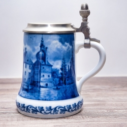 Sammelkrug Berlin Design - Serie: Jahresseidel - Wasserschloss Lembeck - blaues Porzellan - Made in Germany - 9D3 - TOP Zustand