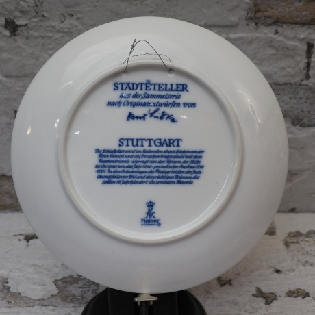 Sammelteller, Städteteller: Stuttgart - von Kaiser - blaues Porzellan  - Made in West Germany - wie neu TOP (8F)