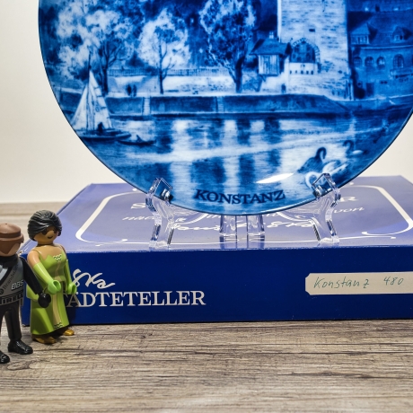 Sammelteller, Städteteller: Konstanz - Berlin Design - blaues Porzellan  - Made in Germany - mit Karton - 8D1 - TOP Zustand