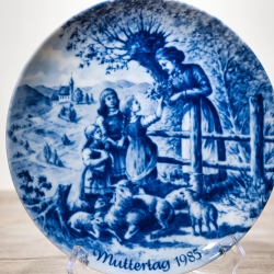 Sammelteller Muttertag: 1985 Blumen für die Mutter - Berlin Design - blaues Porzellan  - Made in West Germany - 19,5 cm - 8B3 - TOP Zustand