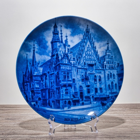 Sammelteller, Städteteller: Breslau - Berlin Design - blaues Porzellan  - Made in Germany - mit Karton - 8E2 - TOP Zustand