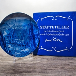 Sammelteller, Städteteller: Freiburg - Berlin Design - blaues Porzellan  - Made in Germany - mit Karton - 8E1 - TOP Zustand
