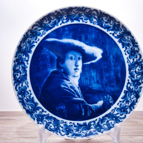 Sammelteller Berlin Design - Dame mit Hut nach Johannes Vermeer, blaues Porzellan  - Made in Germany - 9E3 - TOP Zustand